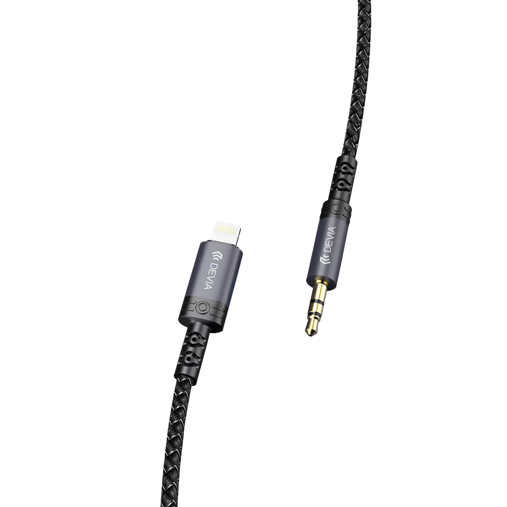 Devia - 1m Non-MFI Lightning to 3.5mm Woven Auxiliary Cable - Black