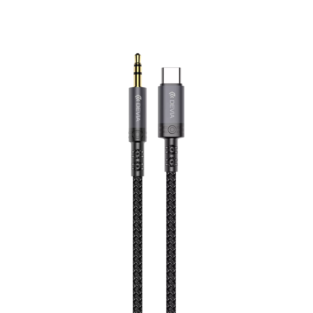 Devia - 1m USB-C to 3.5mm Woven Auxiliary Cable - Black