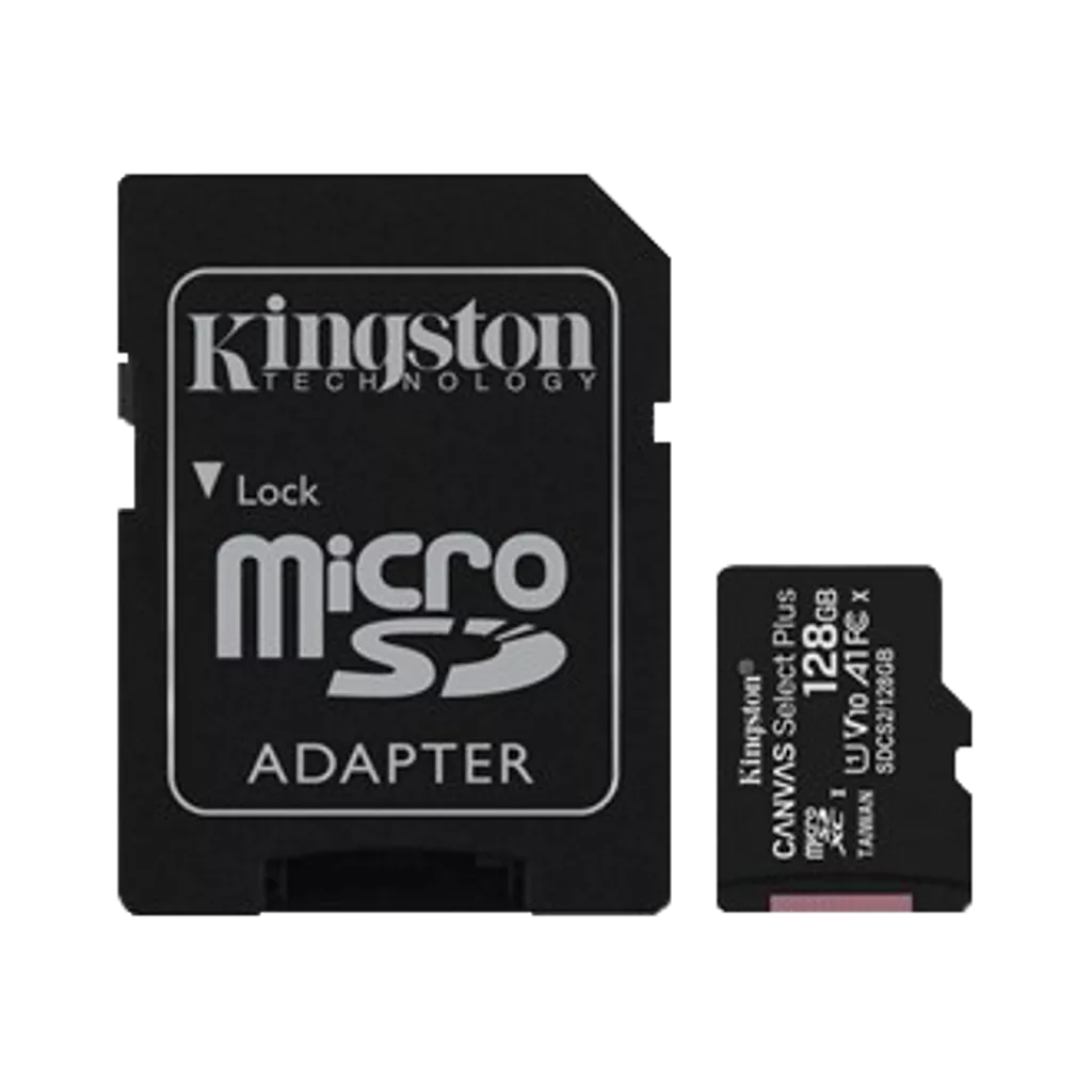 Kingston - Canvas Select Plus - MicroSD Class 10 Memory Card & SD Adapter - 128GB